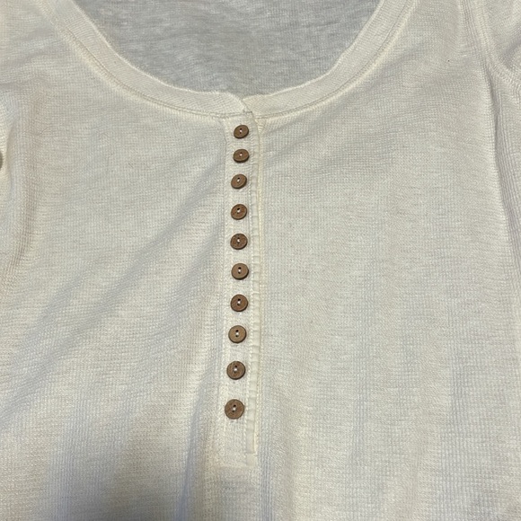Intimately Free People Henley Bodysuit XS Cream Waffle Thermal Knit Softgirl - Picture 13 of 14